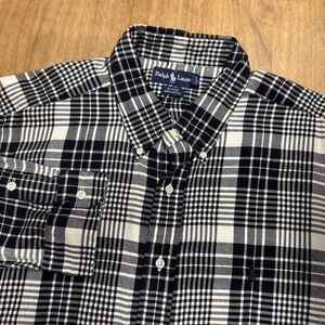 Ralph Lauren Blaire Long Sleeve Button Down Flannel Shirt Mens 2XL Black Plaid